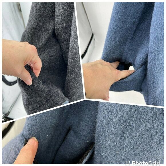 J. Jill Alpaca Wool Jacket Small Petite Blue Gray Reversible Double Breasted - Picture 6 of 12